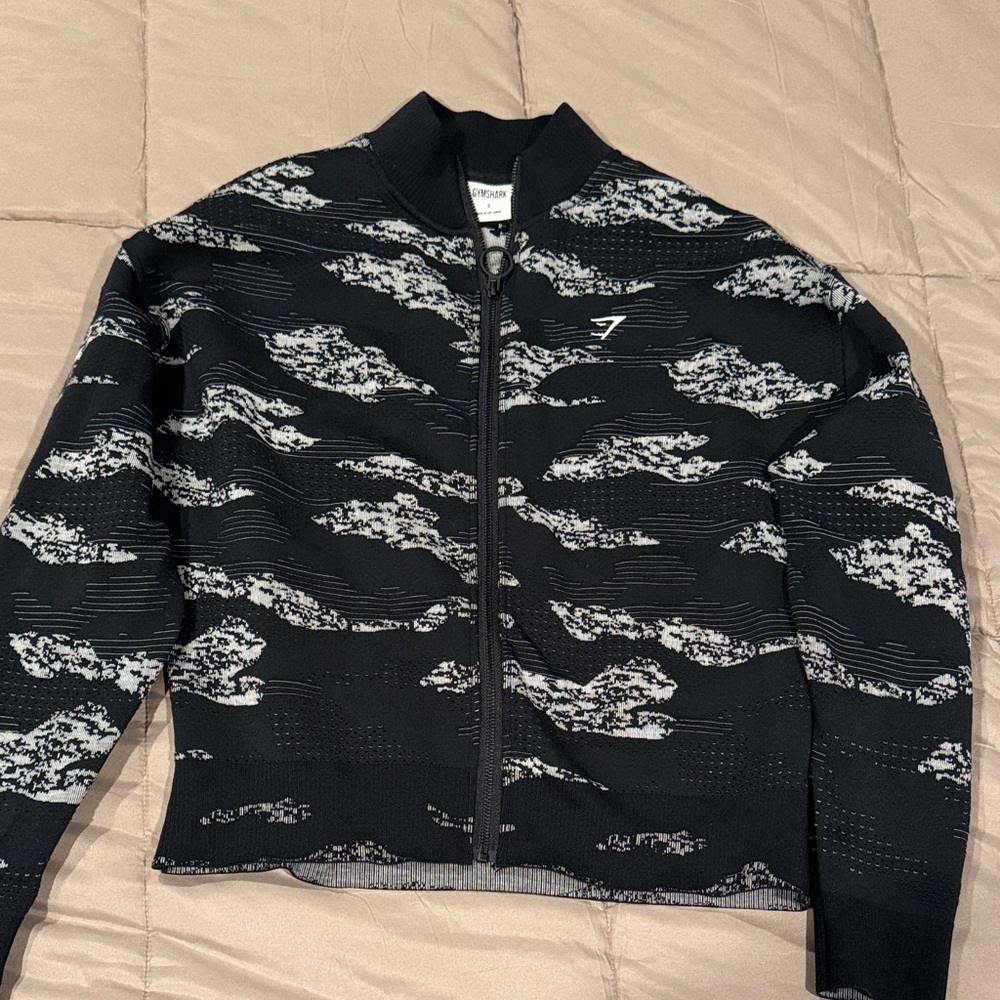 Gymshark Black and White Zip Up Sweater